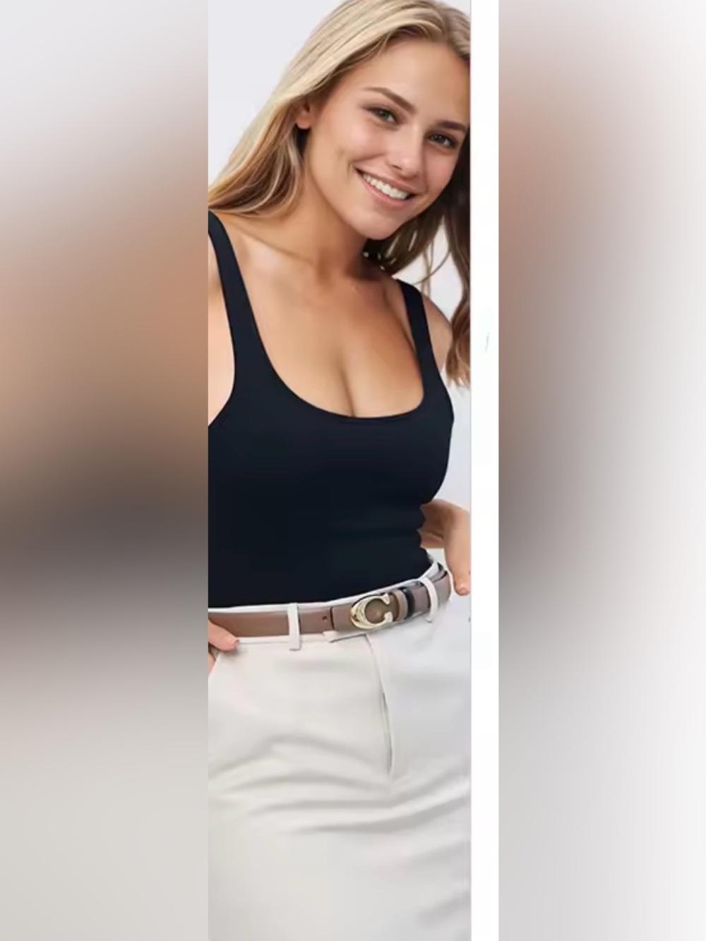 Women’s Belt with Gold 'C' Buckle - Brown